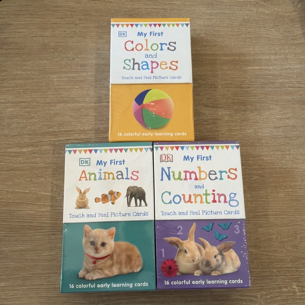 DK My First Colors and Shapes, Animals Touch & Feel, Numbers Counting - 3 Pack